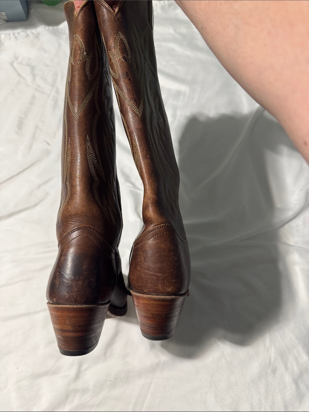 Justin Cowboy Boots Women’s 6B Brown Leather Western Embroidered Rodeo Boho - Picture 9 of 12